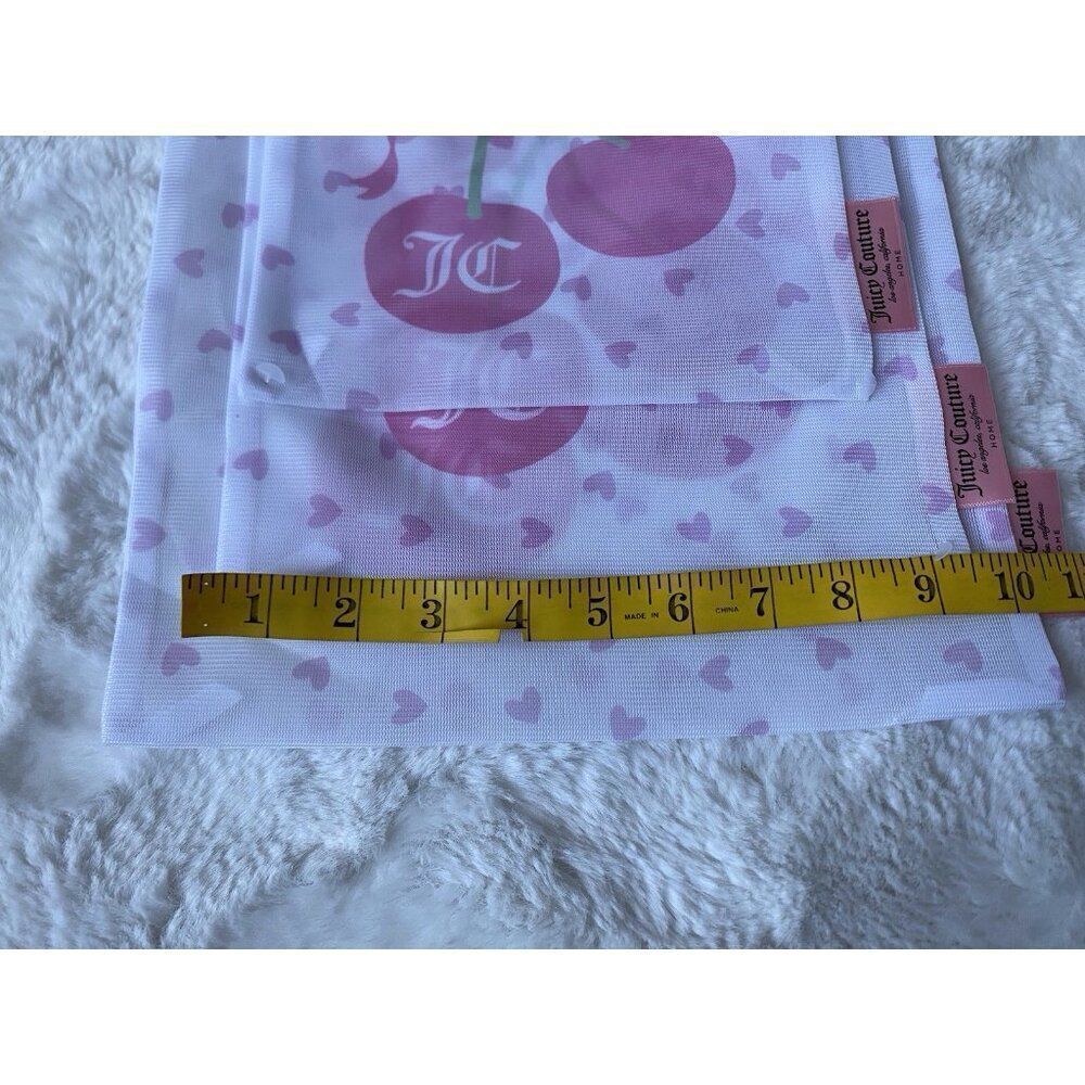 Set Of 3 Juicy Couture Home Pink Mesh Wash Bags Cherries Cherry‎ Bows Hearts NEW - Picture 10 of 15